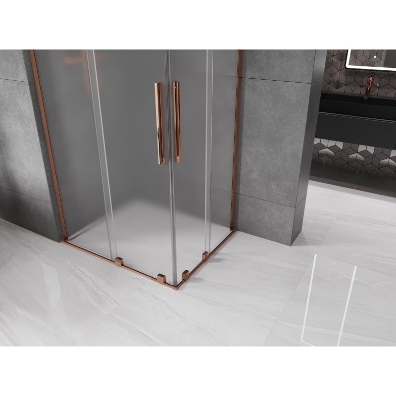 Mexen Velar L Duo cabine de duche de correr 90 x 80 cm, fosco, ouro rosa - 871-090-080-02-33-60