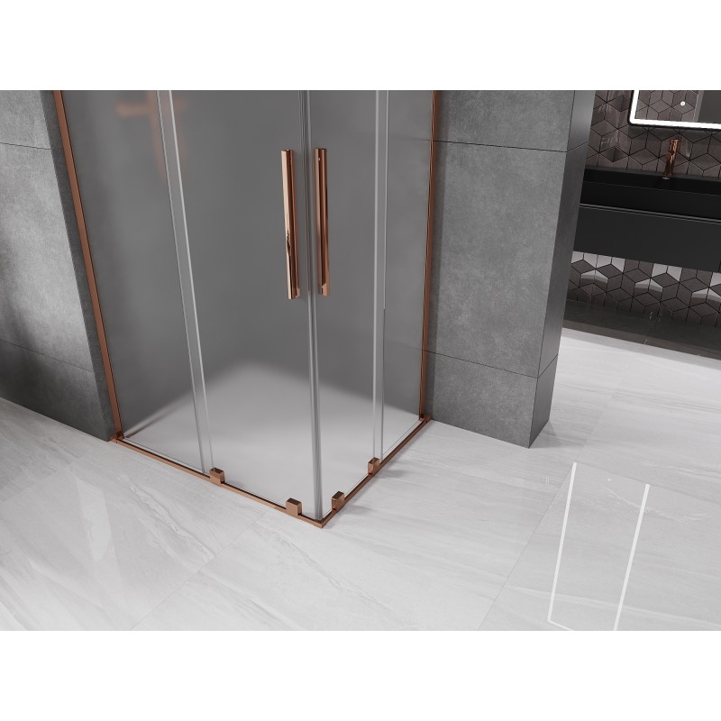 Mexen Velar L Duo kabina prysznicowa rozsuwana 90 x 80 cm, szron, różowe złoto - 871-090-080-02-33-60