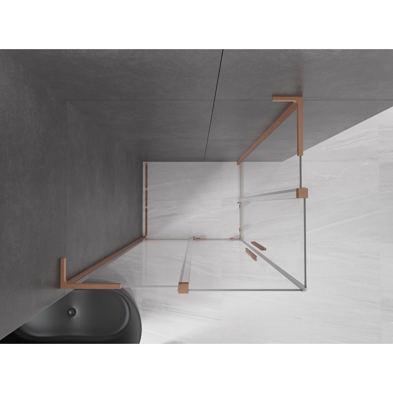 Mexen Velar L Duo kabina prysznicowa rozsuwana 90 x 80 cm, transparent, miedź szczotkowana - 871-090-080-02-03-65