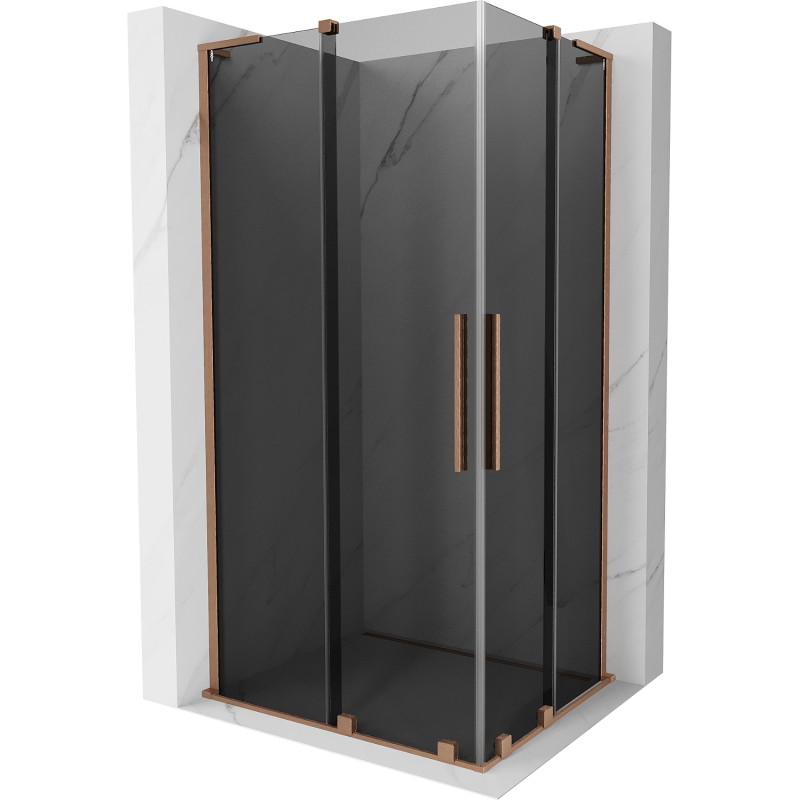 Mexen Velar L Duo klizna tuš kabina klizna 90 x 80 cm, grafit, brušena bakrena - 871-090-080-02-43-65