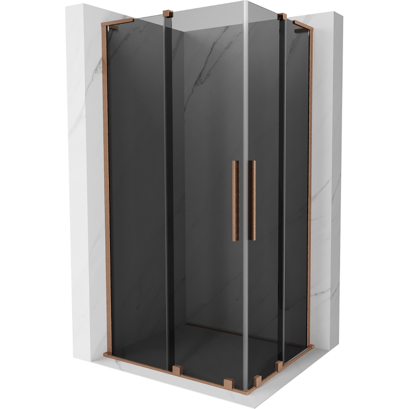 Mexen Velar L Duo Sliding Shower Enclosure 90 x 80 cm, graphite, brushed copper - 871-090-080-02-43-65