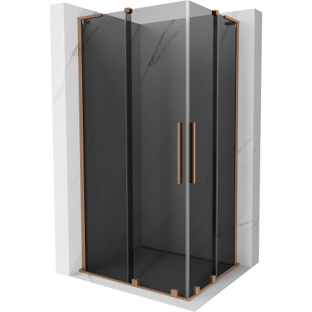 Mexen Velar L Duo Sliding Shower Enclosure 90 x 80 cm, graphite, brushed copper - 871-090-080-02-43-65