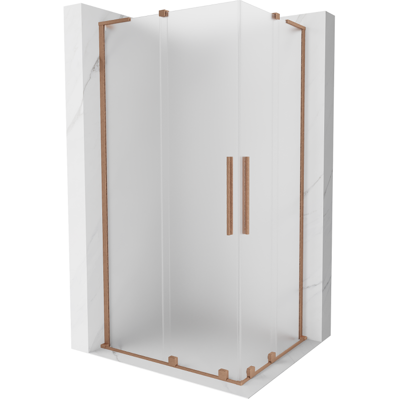 Mexen Velar L Duo cabine de douche coulissante 90 x 80 cm, givrée, cuivre brossé - 871-090-080-02-33-65