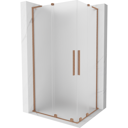 Mexen Velar L Duo Duschkabine Schiebetür 90 x 80 cm, Milchglas, gebürstetes Kupfer - 871-090-080-02-33-65