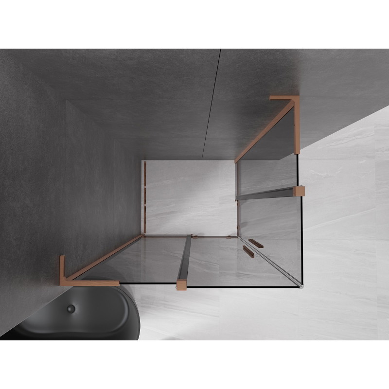 Mexen Velar L Duo nihutuskabiin, lükanduks 90 x 80 cm, grafiit, harjatud vask - 871-090-080-02-43-65