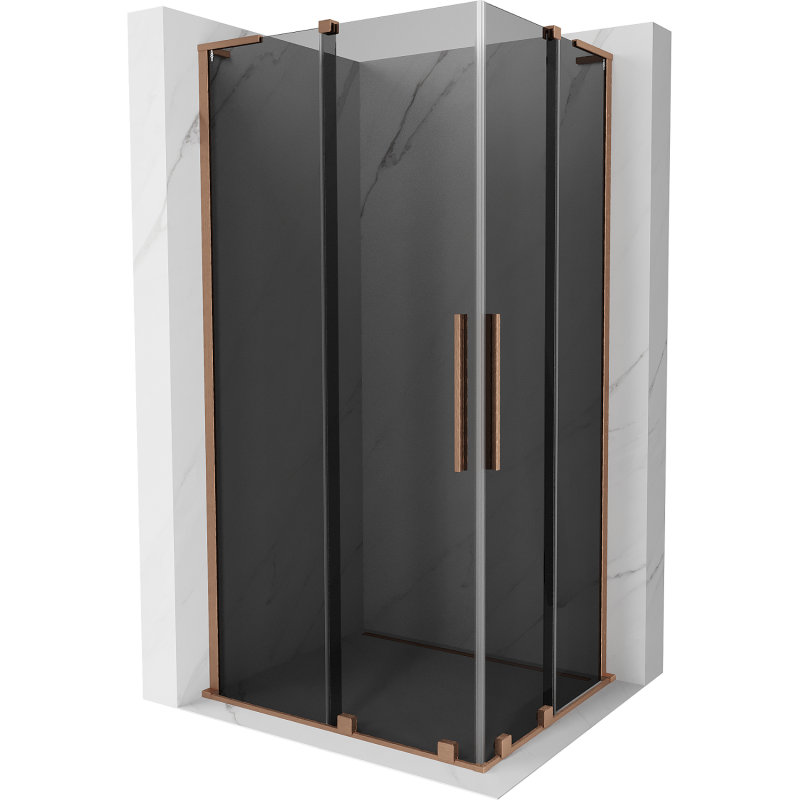 Mexen Velar L Duo Duschkabine Schiebetür 100 x 90 cm, Graphit, gebürstetes Kupfer - 871-100-090-02-43-65