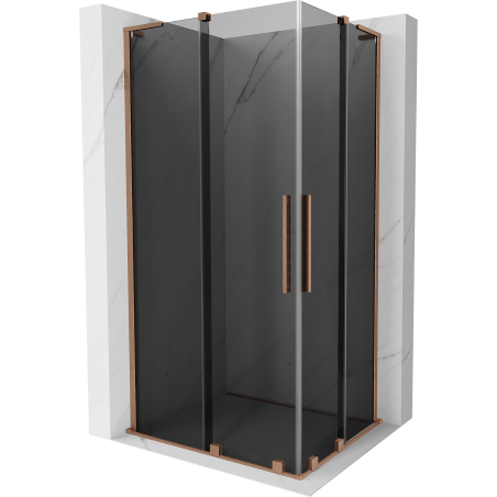 Mexen Velar L Duo sliding shower cabin 100 x 90 cm, graphite, brushed copper - 871-100-090-02-43-65