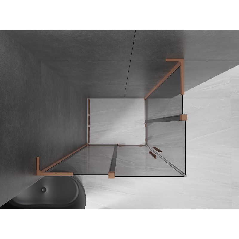 Mexen Velar L Duo kabina prysznicowa rozsuwana 100 x 90 cm, grafit, miedź szczotkowana - 871-100-090-02-43-65
