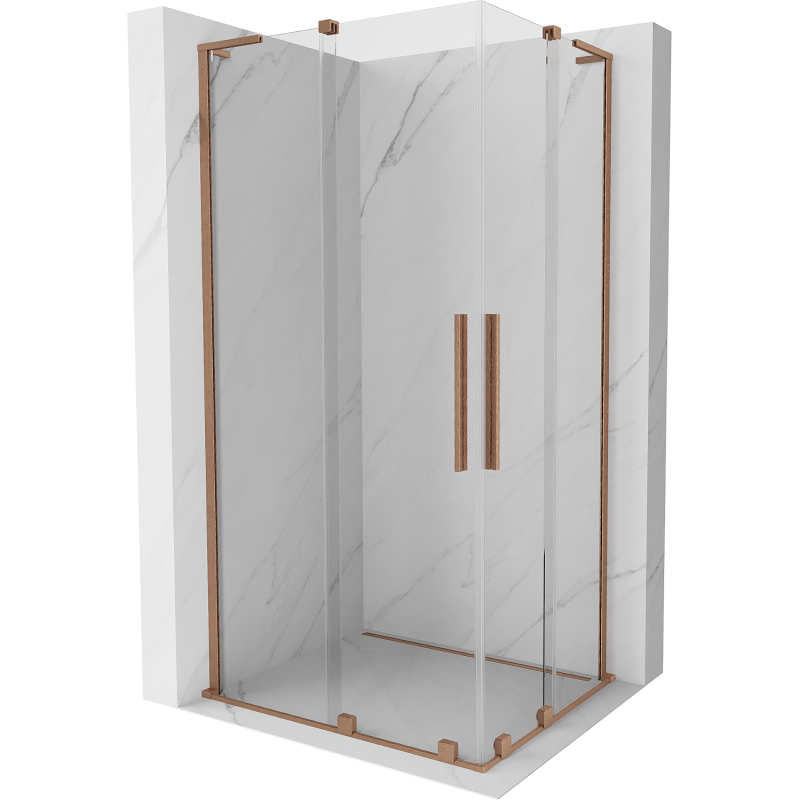 Mexen Velar L Duo cabina de ducha deslizante 100 x 90 cm, transparente, cobre cepillado - 871-100-090-02-03-65