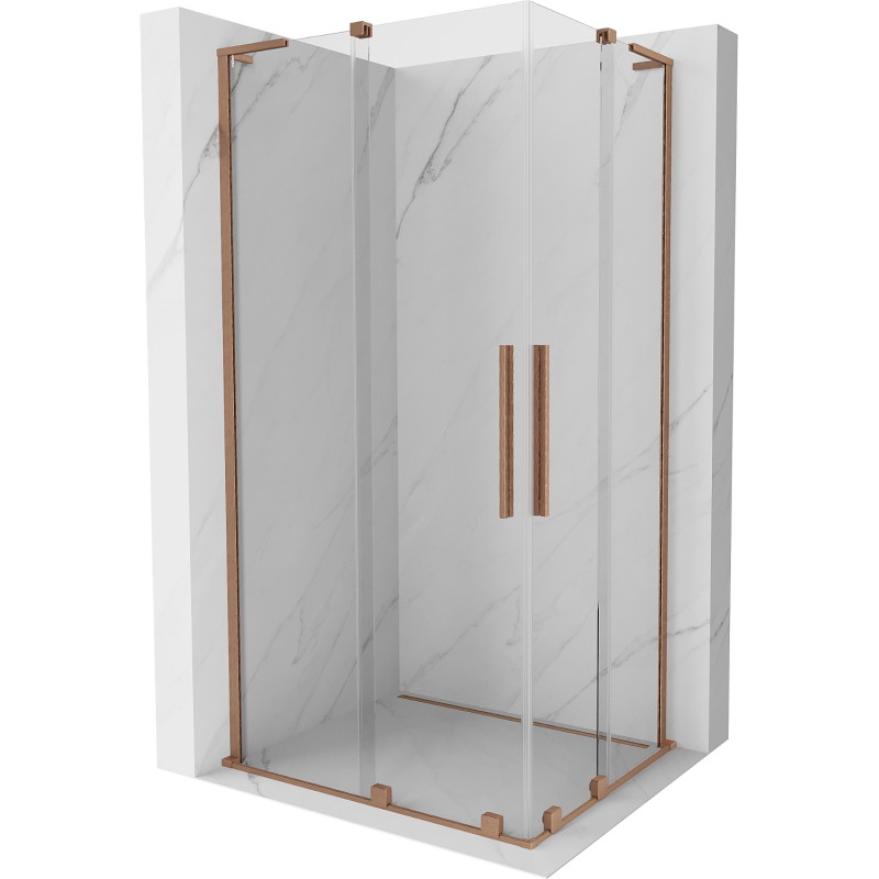 Mexen Velar L Duo lükandustega dušikabiin 100 x 90 cm, läbipaistev, harjatud vask - 871-100-090-02-03-65