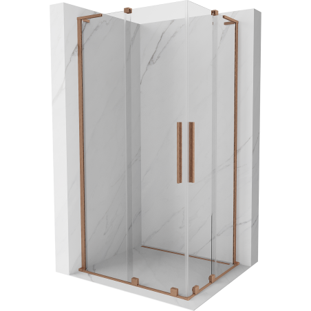 Mexen Velar L Duo kabina prysznicowa rozsuwana 100 x 90 cm, transparent, miedź szczotkowana - 871-100-090-02-03-65