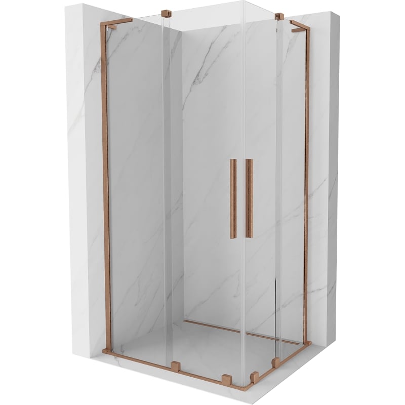 Mexen Velar L Duo lükand dušikabiin 90 x 80 cm, läbipaistev, harjatud vask - 871-090-080-02-03-65