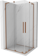 Mexen Velar L Duo klizalna tuš kabina 90 x 80 cm, prozirna, brušena bakrena - 871-090-080-02-03-65