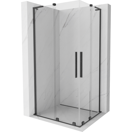 Mexen Velar L Duo Sliding Shower Enclosure 100 x 90 cm, Transparent, Brushed Gun Gray - 871-100-090-02-03-66