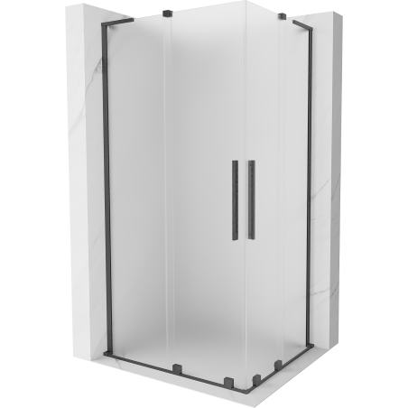 Mexen Velar L Duo sliding shower cabin 100 x 90 cm, frost, brushed gun gray - 871-100-090-02-33-66