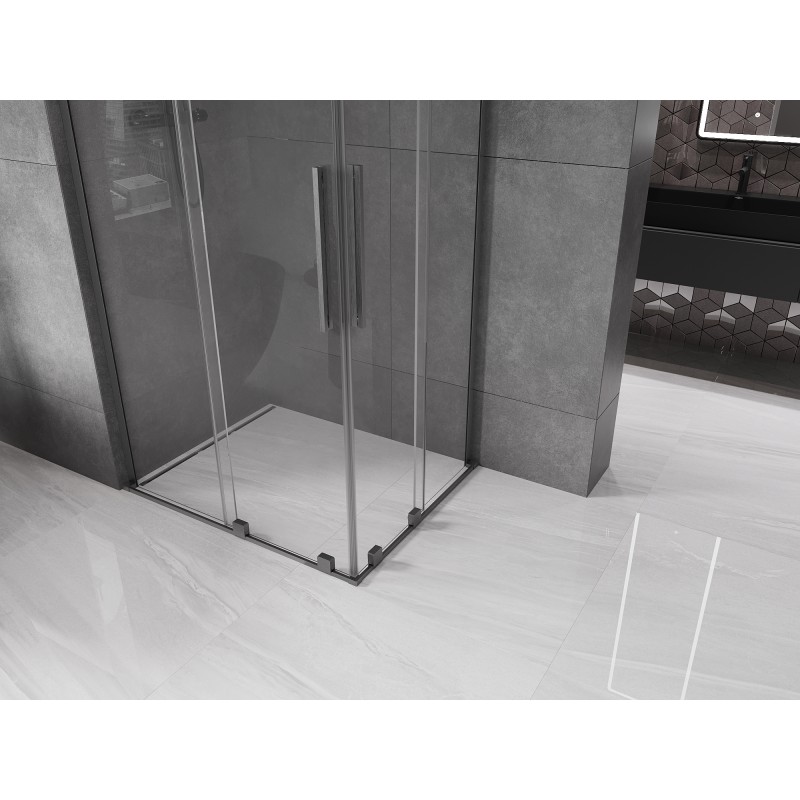 Mexen Velar L Duo kabina prysznicowa rozsuwana 100 x 90 cm, transparent, gun gray szczotkowany - 871-100-090-02-03-66