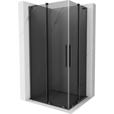 Mexen Velar L Duo sliding shower cabin 90 x 80 cm, graphite, brushed gun gray - 871-090-080-02-43-66