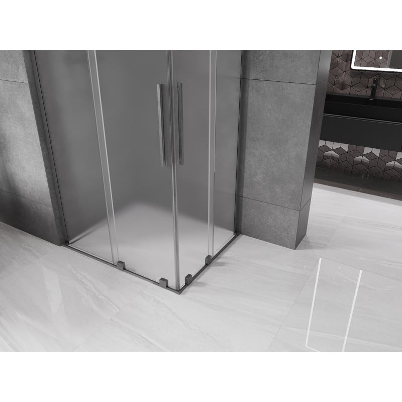 Mexen Velar L Duo kabina prysznicowa rozsuwana 90 x 80 cm, szron, gun gray szczotkowany - 871-090-080-02-33-66