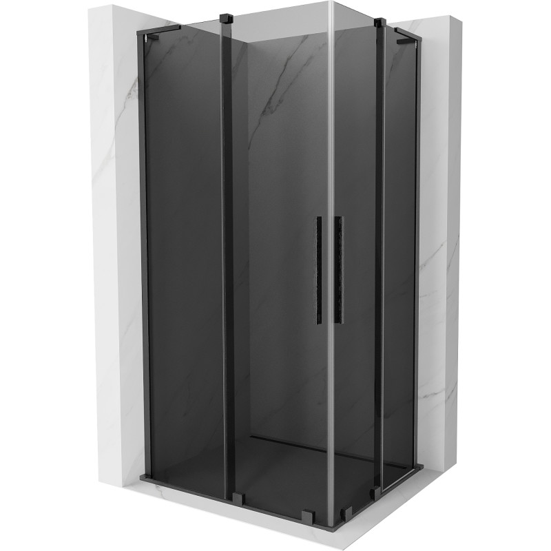 Mexen Velar L Duo sliding shower cabin 100 x 90 cm, graphite, brushed gun gray - 871-100-090-02-43-66