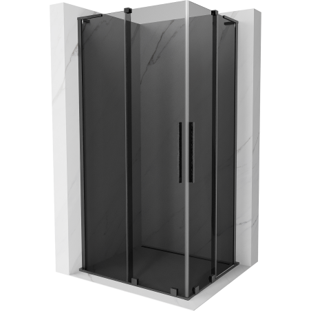 Mexen Velar L Duo sliding shower cabin 100 x 90 cm, graphite, brushed gun gray - 871-100-090-02-43-66
