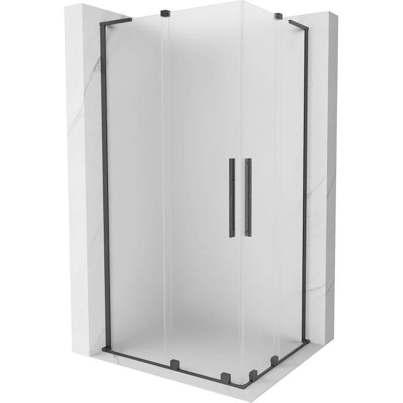 Mexen Velar L Duo cabina de ducha corredera 90 x 80 cm, escarcha, gris acero cepillado - 871-090-080-02-33-66