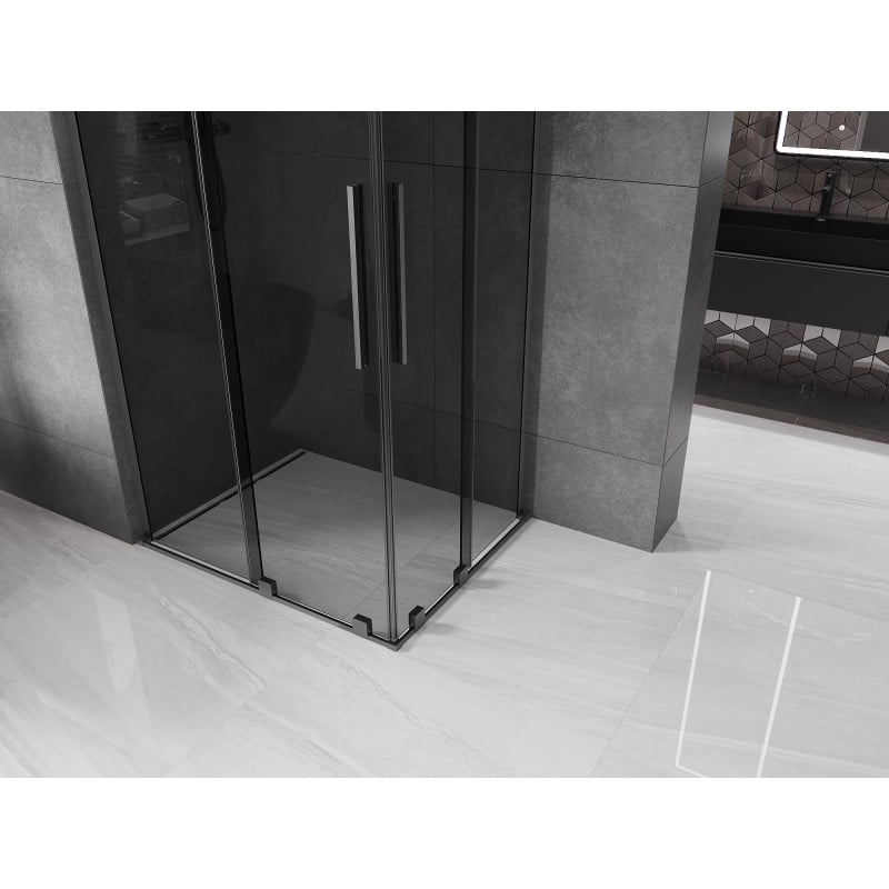 Mexen Velar L Duo cabina de ducha corredera 90 x 80 cm, grafito, gris metalizado cepillado - 871-090-080-02-43-66