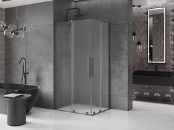 Mexen Velar L Duo Schiebeduschkabine 100 x 90 cm, Frost, Gebürstetes Gun Gray - 871-100-090-02-33-66