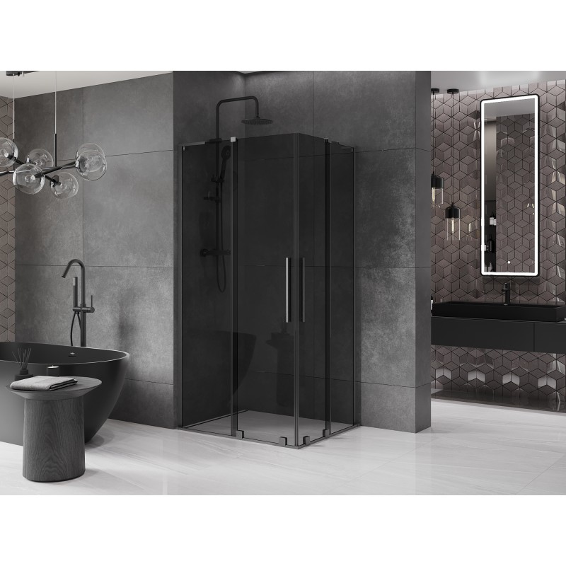 Mexen Velar L Duo kabina prysznicowa rozsuwana 100 x 90 cm, grafit, gun gray szczotkowany - 871-100-090-02-43-66