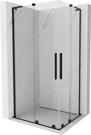 Mexen Velar L Dvojna kabina za prhanje drsna 90 x 80 cm, prozorna, črna - 871-090-080-02-03-70