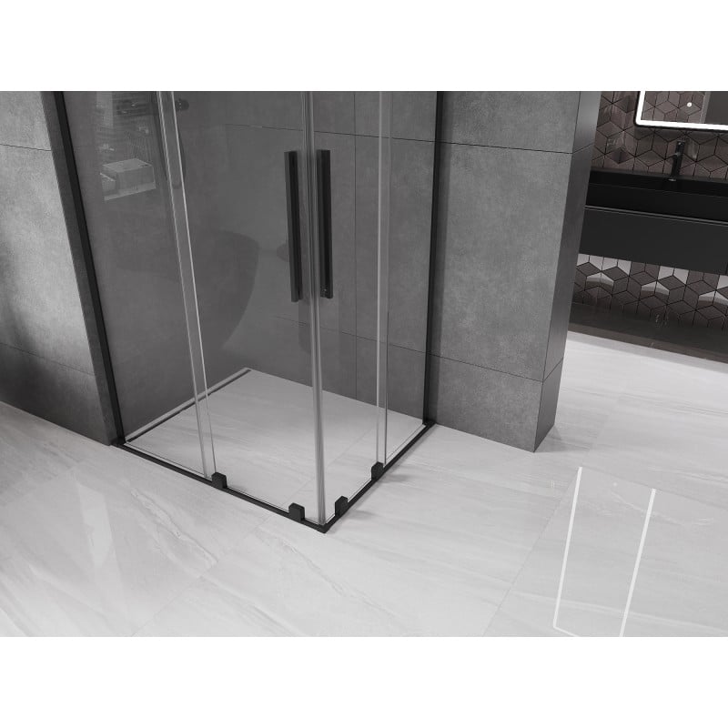 Mexen Velar L Duo kabina prysznicowa rozsuwana 90 x 80 cm, transparent, czarna - 871-090-080-02-03-70