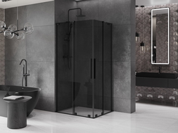 Mexen Velar L Duo cabina doccia scorrevole 90 x 80 cm, grafite, nero - 871-090-080-02-43-70