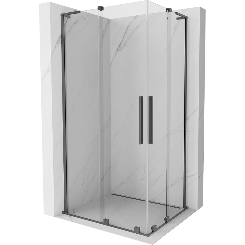 Mexen Velar L Duo sliding shower enclosure 90 x 80 cm, transparent, gun metal - 871-090-080-02-03-95