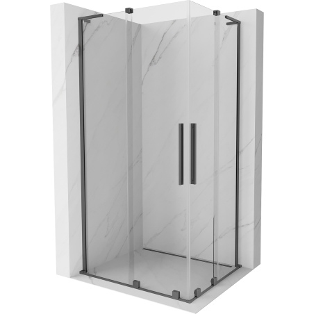 Mexen Velar L Duo sliding shower enclosure 90 x 80 cm, transparent, gun metal - 871-090-080-02-03-95
