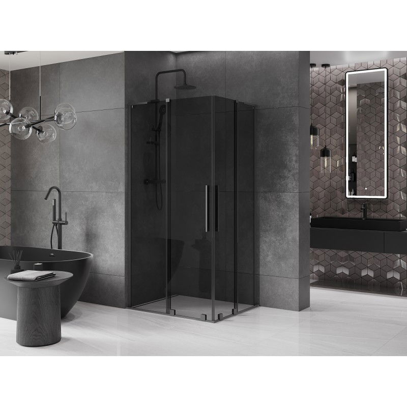 Mexen Velar L Duo drsna pršna kabina 100 x 90 cm, grafit, gun metal - 871-100-090-02-43-95