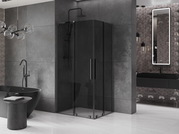 Mexen Velar L Duo cabina doccia scorrevole 100 x 90 cm, grafite, gun metal - 871-100-090-02-43-95