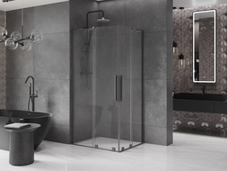 Mexen Velar L Duo cabine de douche coulissante 90 x 80 cm, transparent, métal noir - 871-090-080-02-03-95