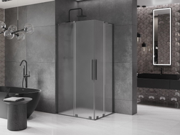 Mexen Velar L Duo klizni tuš kabina 90 x 80 cm, mraz, gun metal - 871-090-080-02-33-95