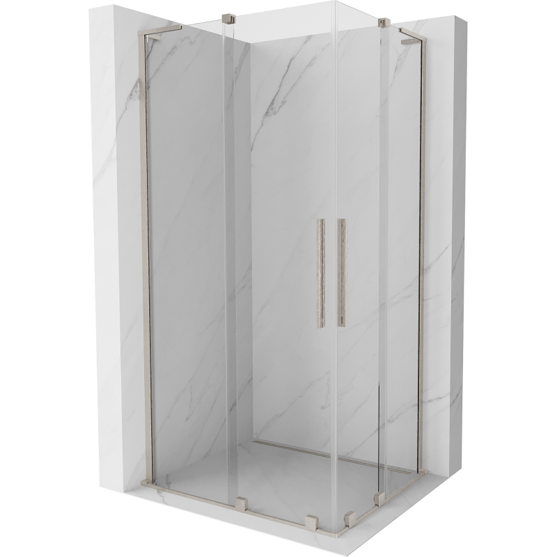 Mexen Velar L Duo douchecabine schuifbaar 100 x 90 cm, transparant, geborsteld nikkel - 871-100-090-02-03-97