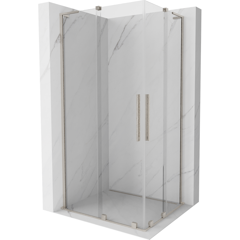 Mexen Velar L Duo skjutduschkabin 100 x 90 cm, transparent, borstad nickel - 871-100-090-02-03-97