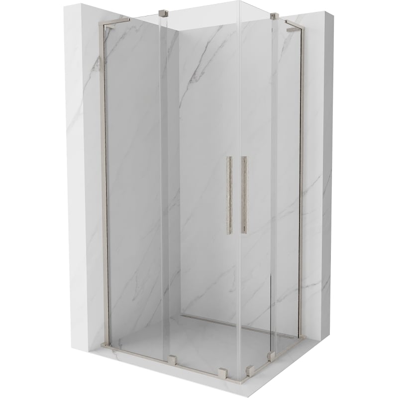 Mexen Velar L Duo sliding shower enclosure 100 x 90 cm, transparent, brushed nickel - 871-100-090-02-03-97
