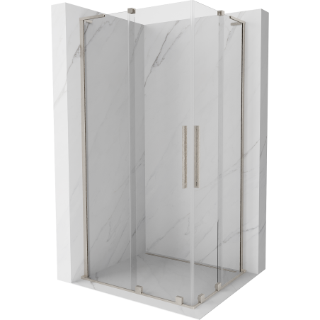 Mexen Velar L Duo sliding shower enclosure 100 x 90 cm, transparent, brushed nickel - 871-100-090-02-03-97
