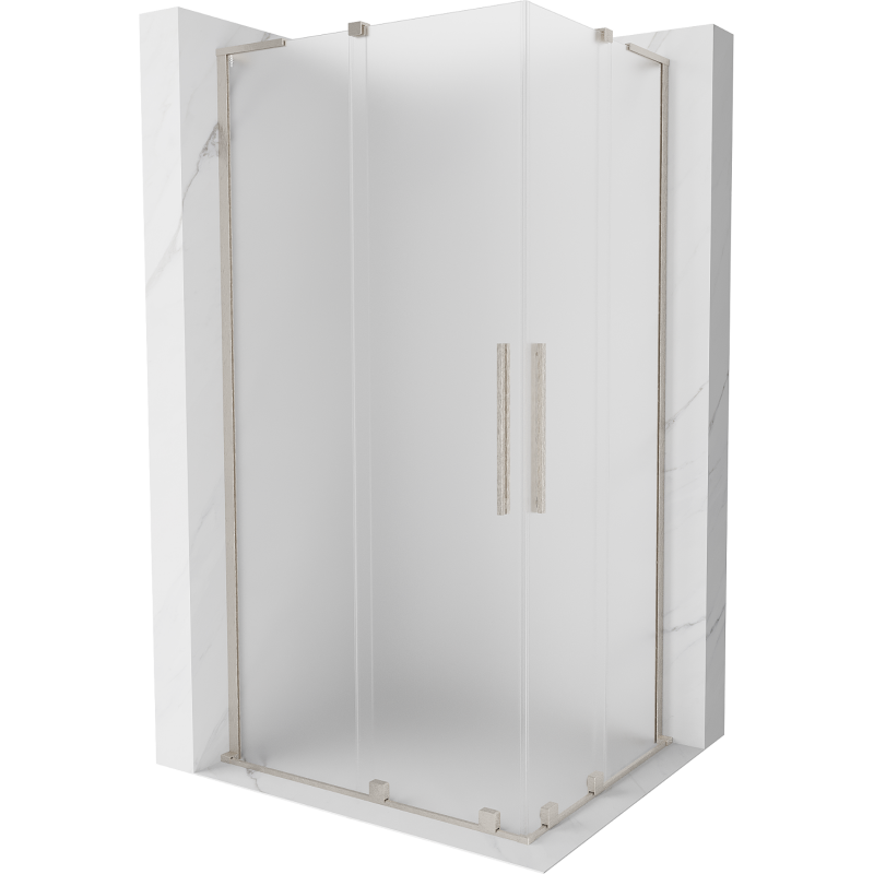 Mexen Velar L Duo cabina de ducha corredera 90 x 80 cm, escarcha, níquel cepillado - 871-090-080-02-33-97