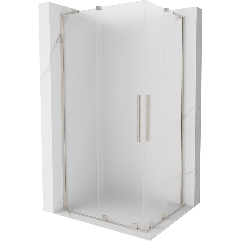 Mexen Velar L Duo klizna tuš kabina 90 x 80 cm, mat, brušeni nikal - 871-090-080-02-33-97