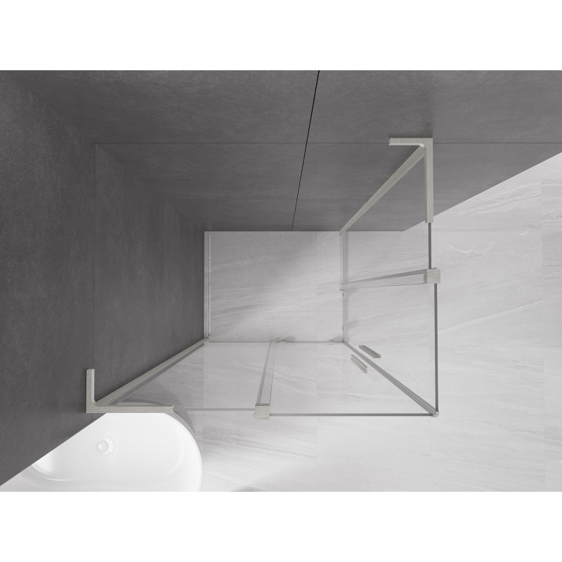Mexen Velar L Duo sliding shower enclosure 100 x 90 cm, transparent, brushed nickel - 871-100-090-02-03-97