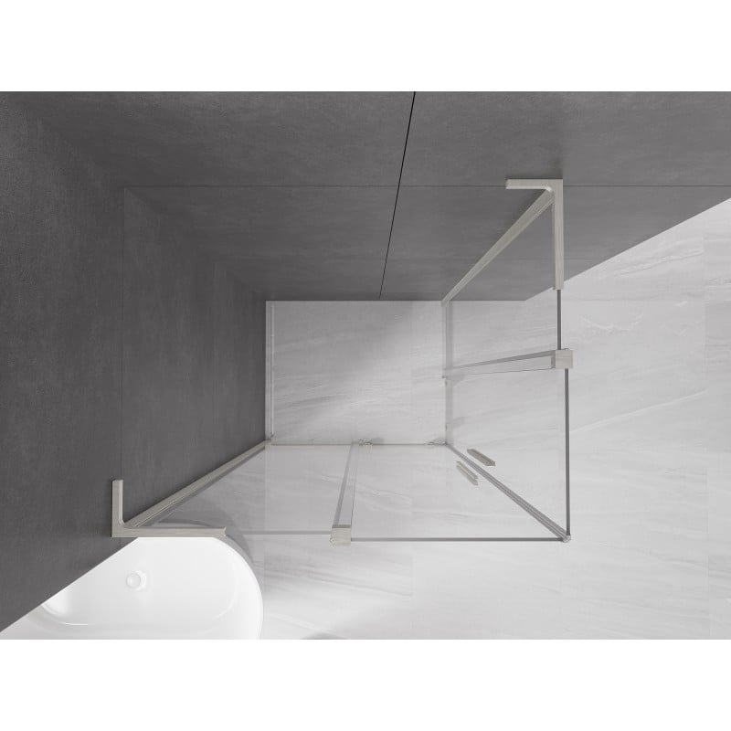 Mexen Velar L Duo kabina prysznicowa rozsuwana 90 x 80 cm, transparent, nikiel szczotkowany - 871-090-080-02-03-97