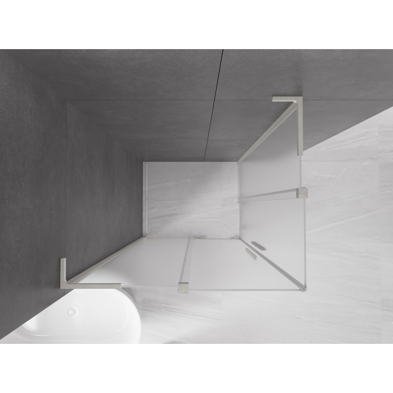 Mexen Velar L Duo klizna tuš kabina 90 x 80 cm, mat, brušeni nikal - 871-090-080-02-33-97