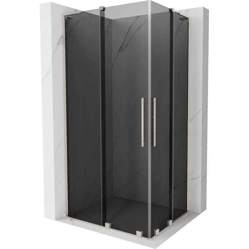 Mexen Velar L Duo douchecabine schuifdeur 100 x 90 cm, grafiet, geborsteld nikkel - 871-100-090-02-43-97