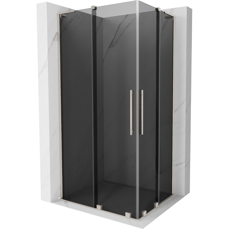 Mexen Velar L Duo sliding shower enclosure 90 x 80 cm, graphite, brushed nickel - 871-090-080-02-43-97