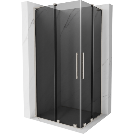Mexen Velar L Duo Schiebeduschkabine 90 x 80 cm, Graphit, gebürsteter Nickel - 871-090-080-02-43-97