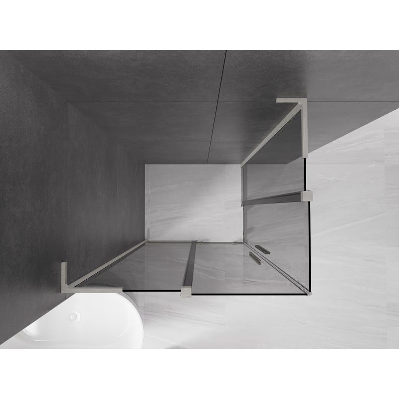 Mexen Velar L Duo sliding shower enclosure 90 x 80 cm, graphite, brushed nickel - 871-090-080-02-43-97